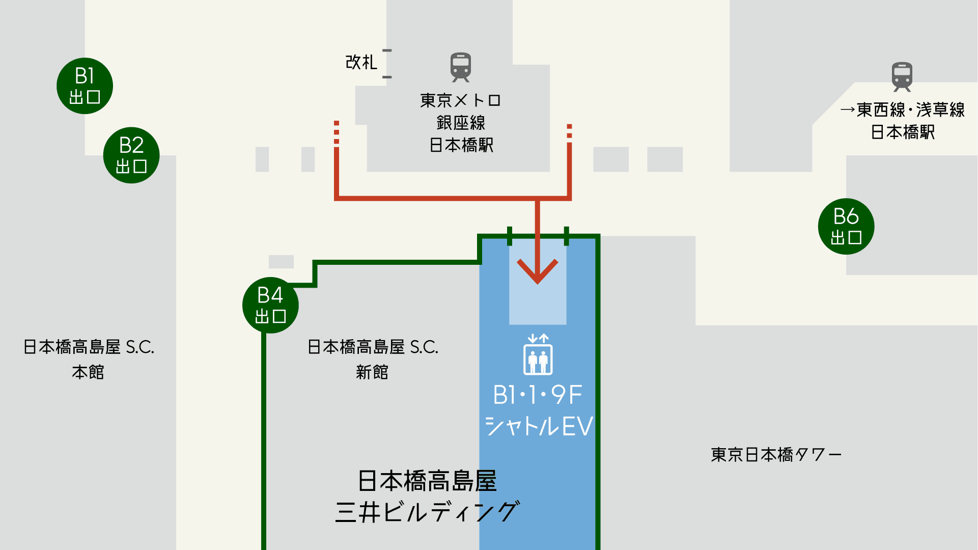 日本橋ホールB1F案内図